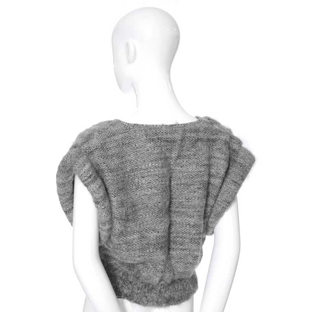 Nikos Handwoven Gray Wool Vintage V Neck Sweater … - image 6