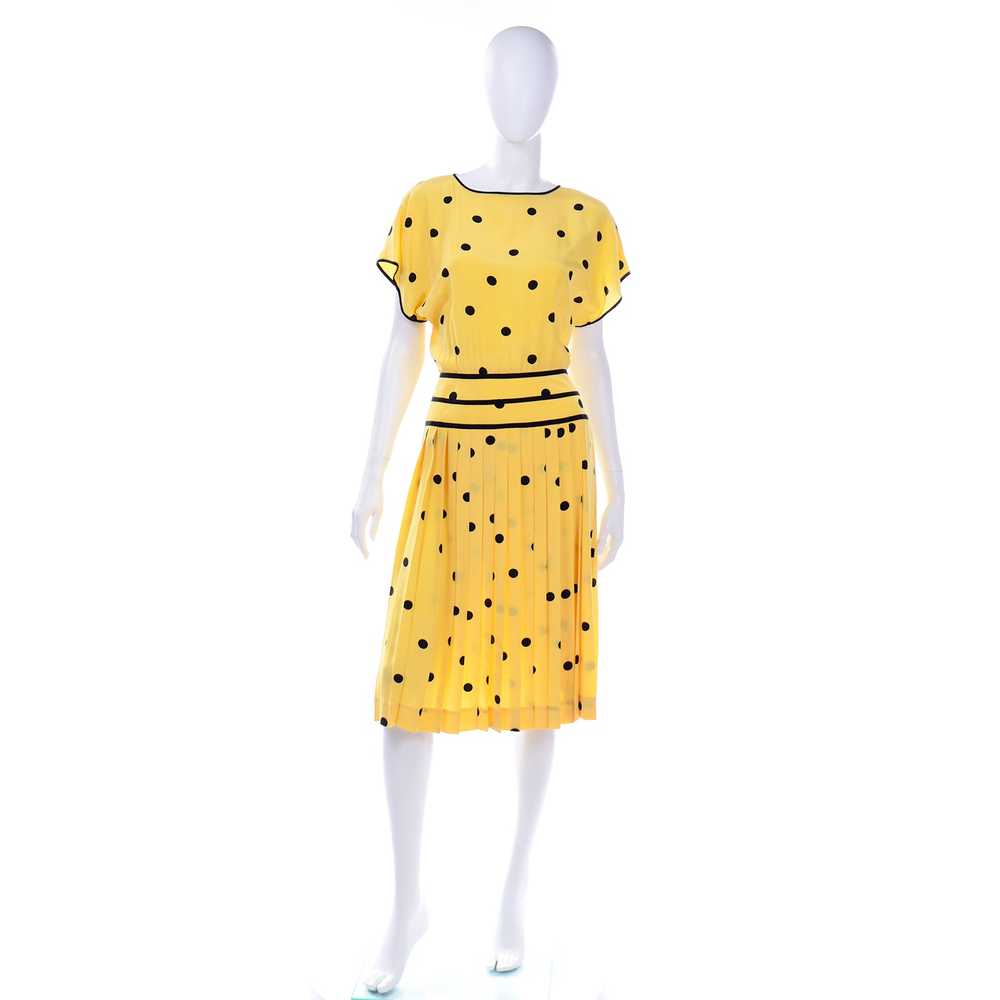 Nipon Boutique Vintage Yellow and Black Polka Dot… - image 2