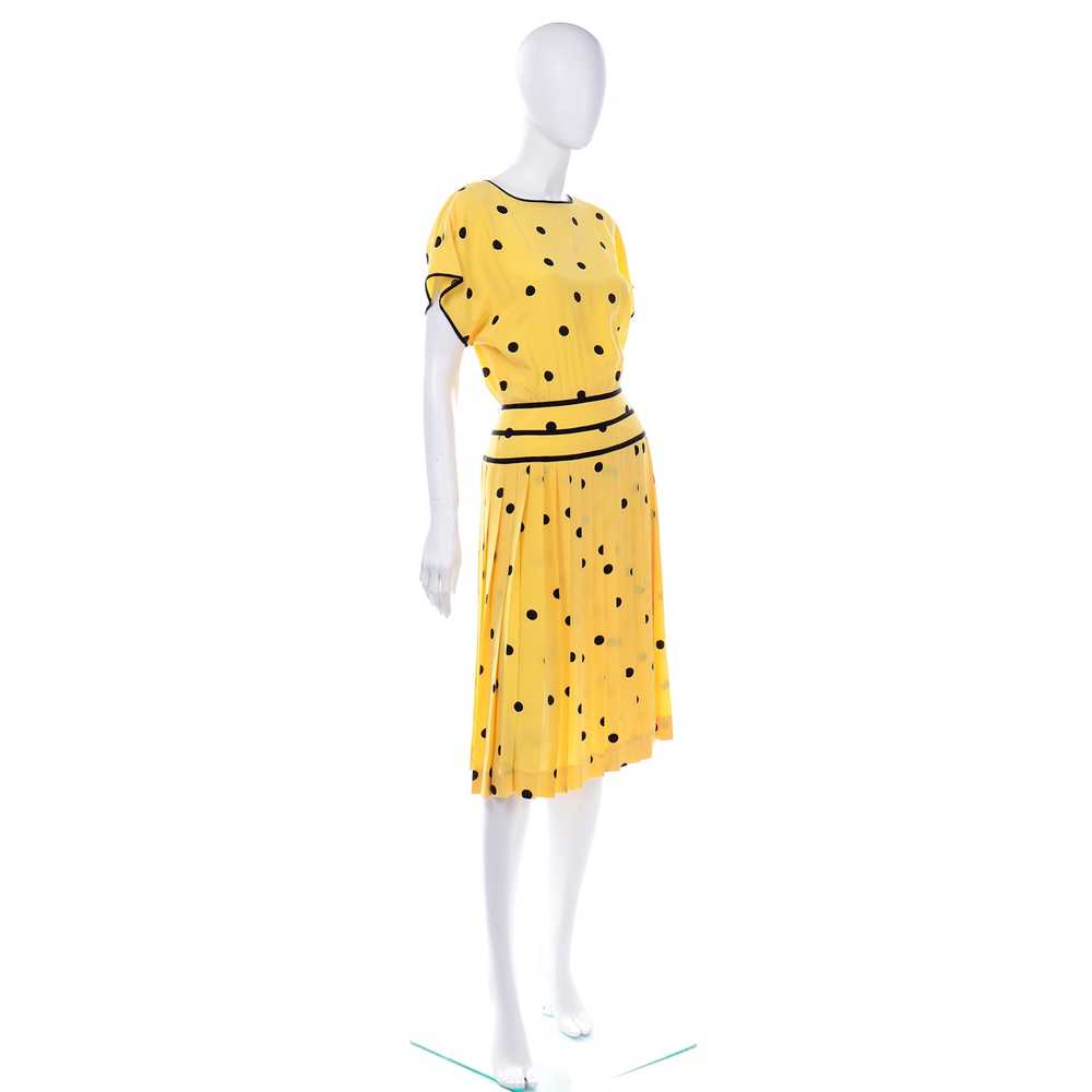 Nipon Boutique Vintage Yellow and Black Polka Dot… - image 3