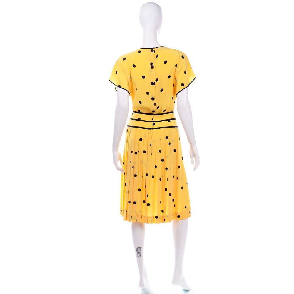 Nipon Boutique Vintage Yellow and Black Polka Dot… - image 4