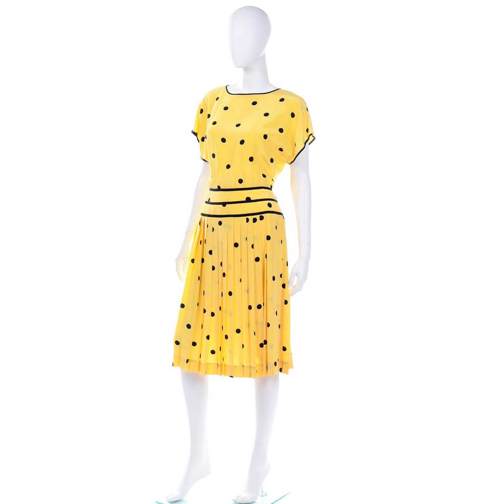 Nipon Boutique Vintage Yellow and Black Polka Dot… - image 5