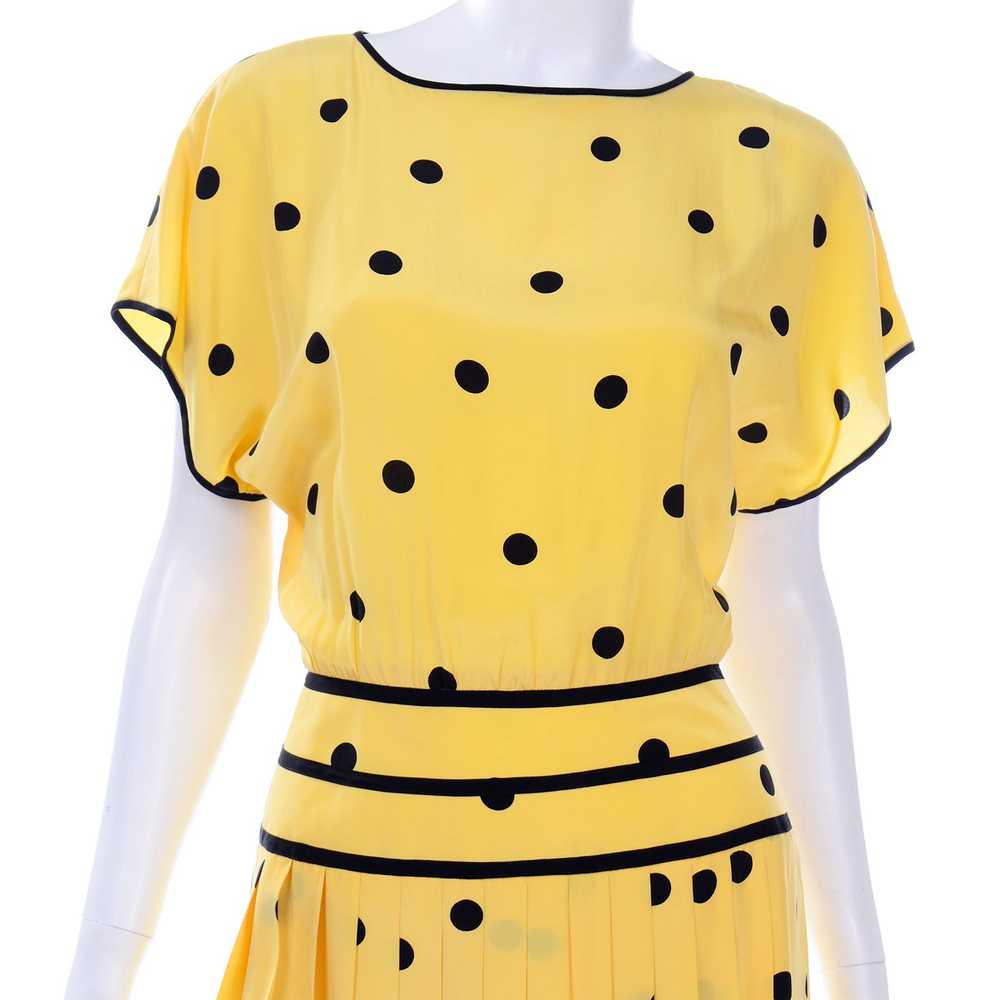 Nipon Boutique Vintage Yellow and Black Polka Dot… - image 7