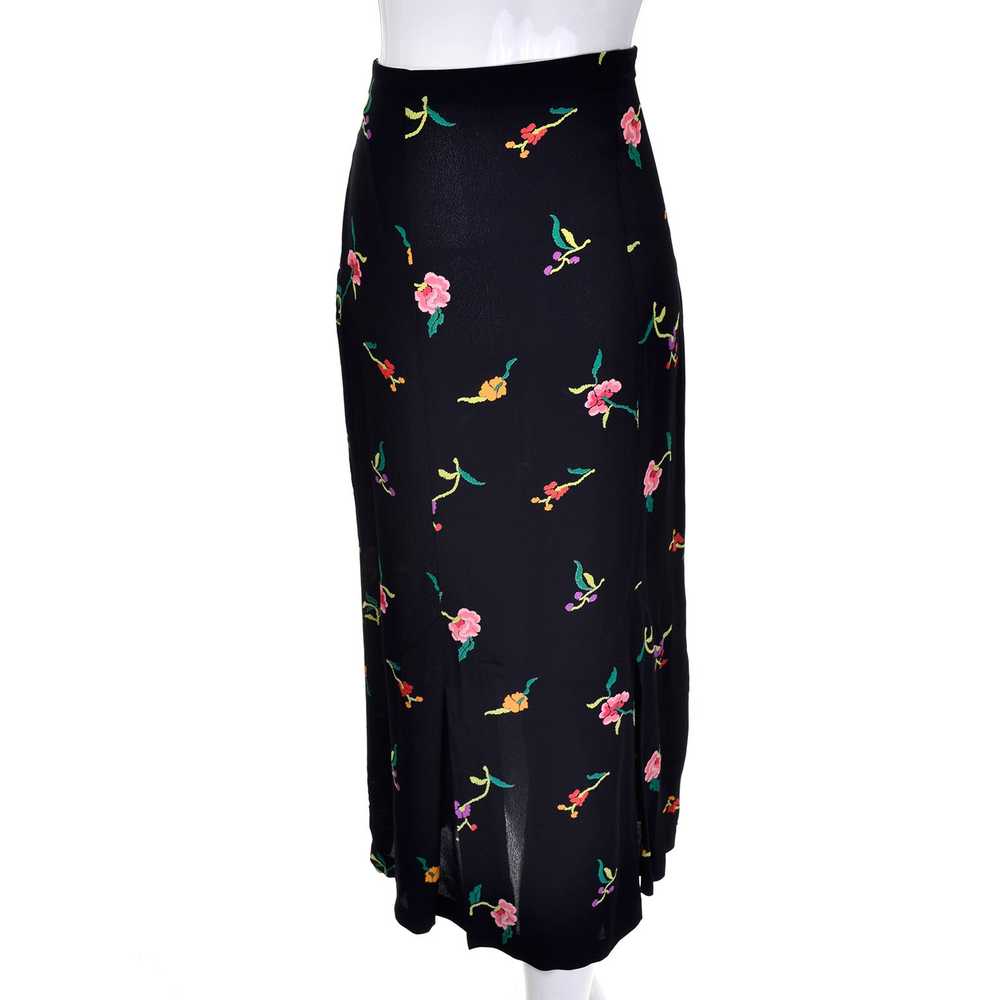 Norma Kamali Floral Silk Vintage Fish Tail Skirt … - image 4