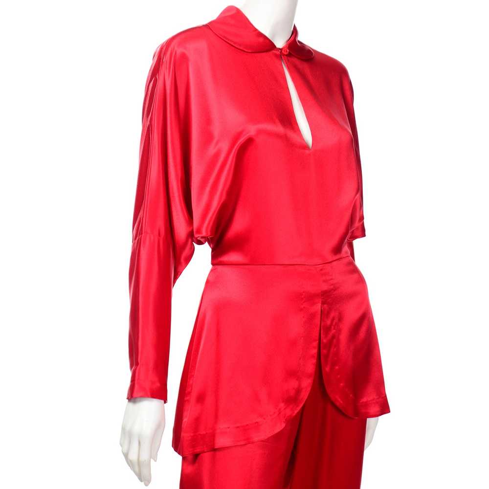 Norma Kamali Vintage 1980s Red Satin Jumpsuit - image 6