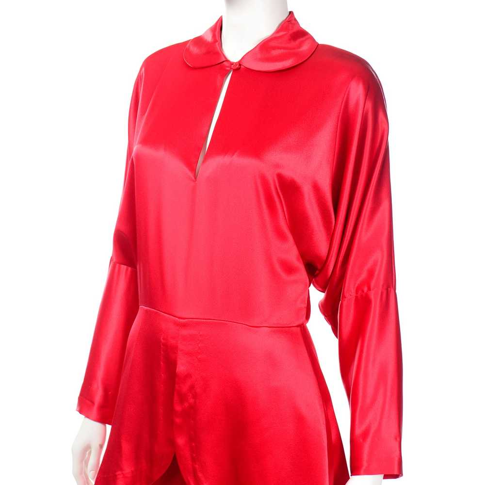 Norma Kamali Vintage 1980s Red Satin Jumpsuit - image 9