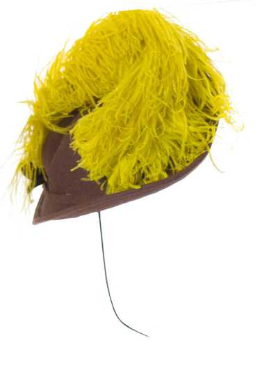 NY Creations 1930s vintage hat with yellow ostric… - image 1