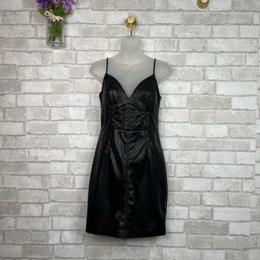 GUESS Black Leather Cami V Neck Dress - image 1