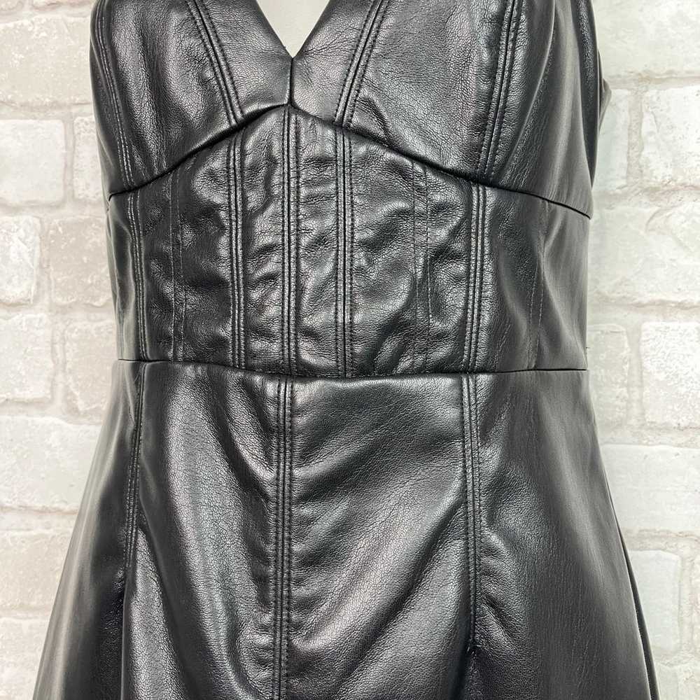 GUESS Black Leather Cami V Neck Dress - image 4