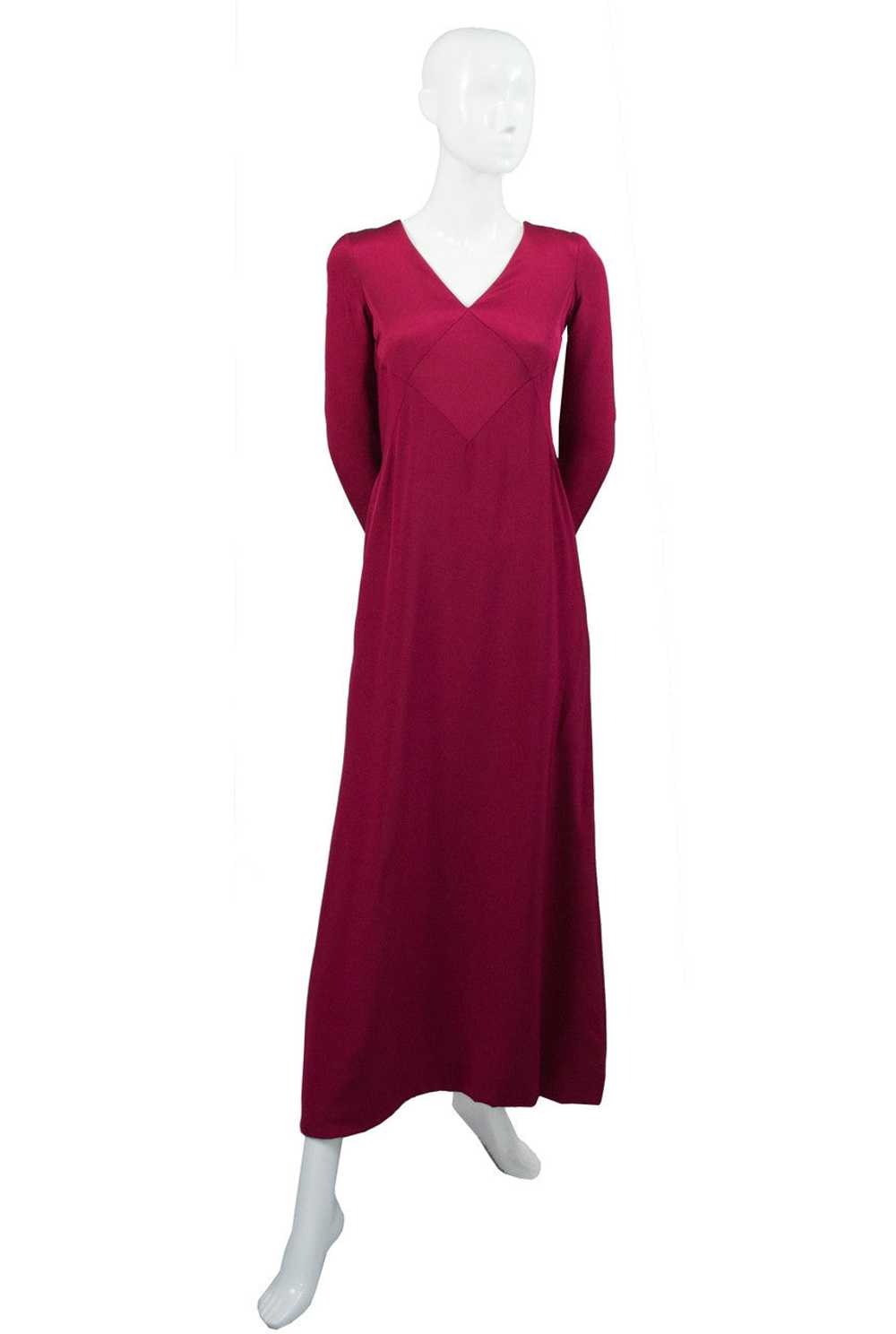 Oscar de la Renta Vintage Berry Red Silk Jersey M… - image 2