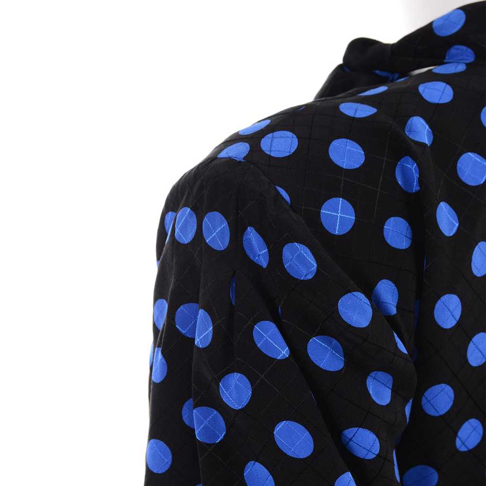 Pauline Trigere Vintage Blue and Black Polka Dot … - image 9