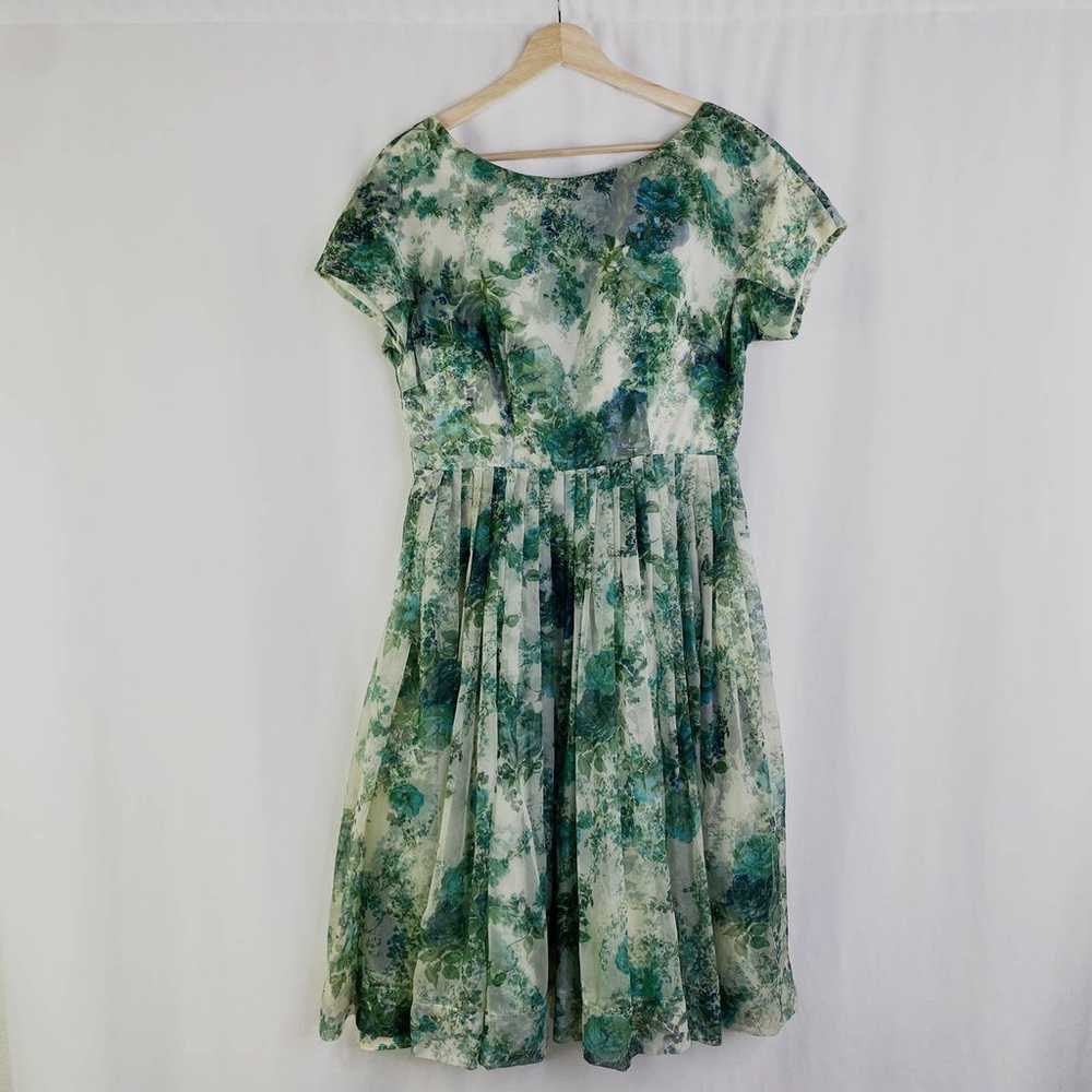Vintage Union Made Dress Late 50's Green Floral R… - image 10