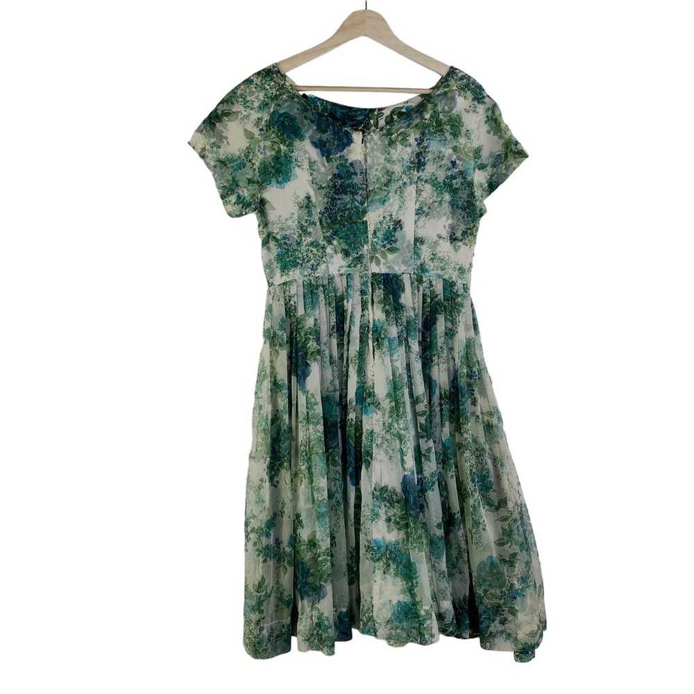 Vintage Union Made Dress Late 50's Green Floral R… - image 2