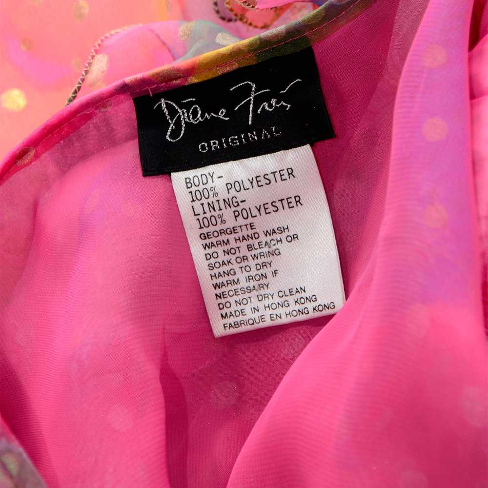 Pink Floral Polka Dot Ruffled Organza Diane Freis… - image 12