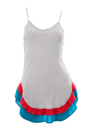 Roulana Gray Silk Short Nightgown w Red & Blue Ruf