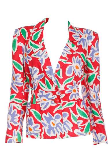 S/S 1992 Emanuel Ungaro Red Floral Abstract Print 