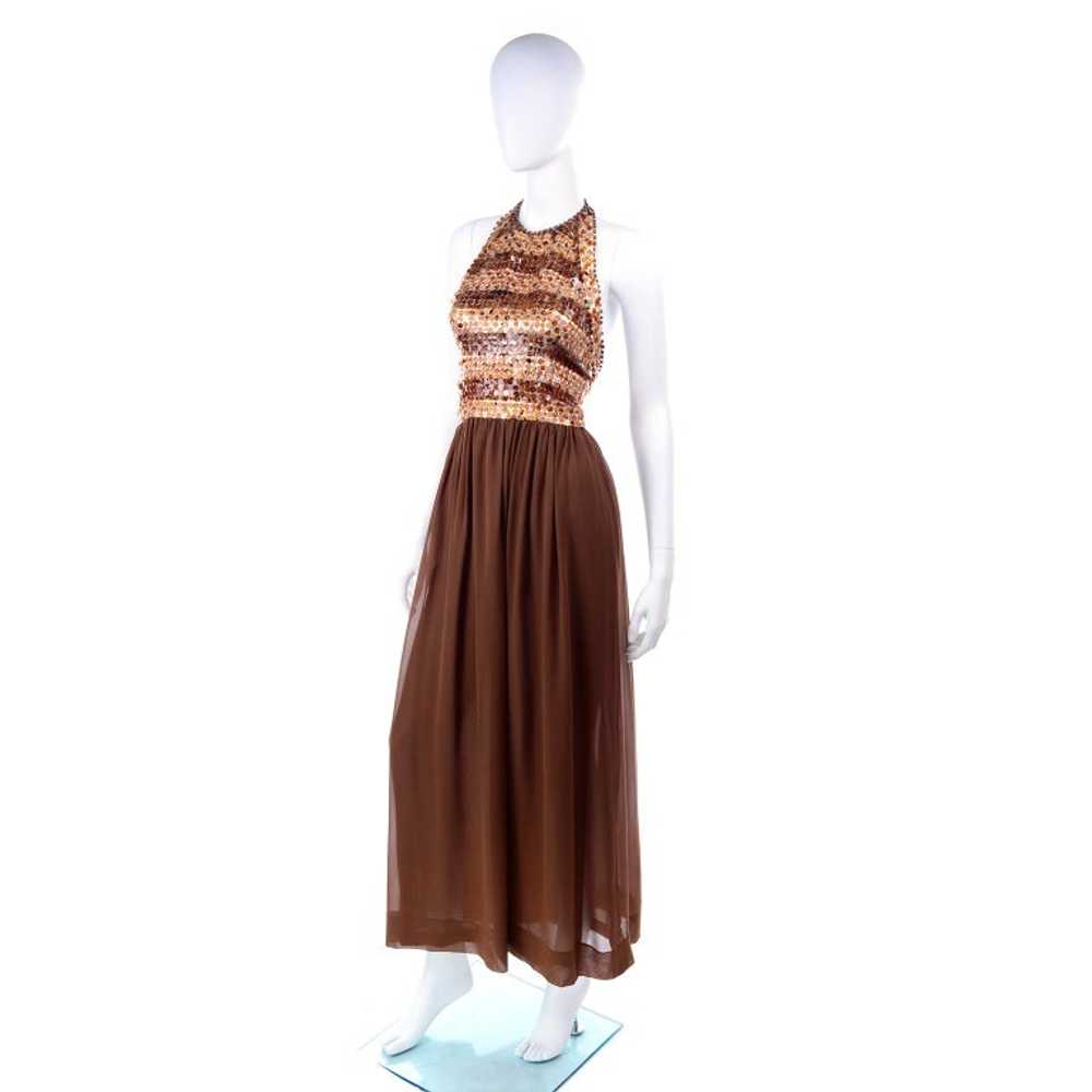 S/S 1996 Givenchy Vintage Brown Silk Halter Dress… - image 3