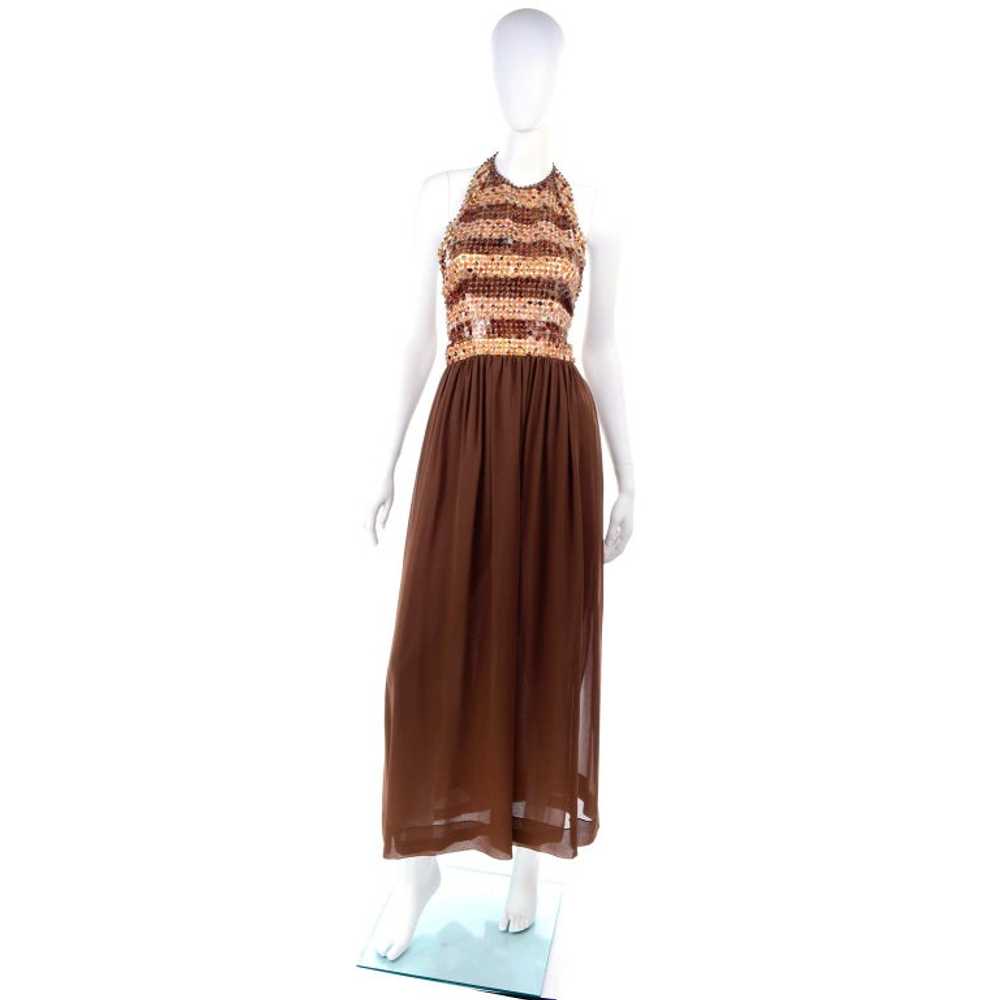 S/S 1996 Givenchy Vintage Brown Silk Halter Dress… - image 4