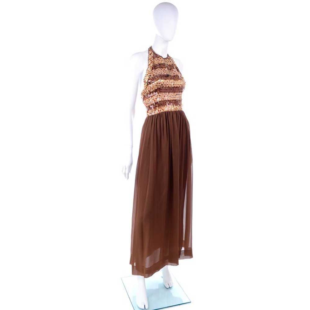 S/S 1996 Givenchy Vintage Brown Silk Halter Dress… - image 5