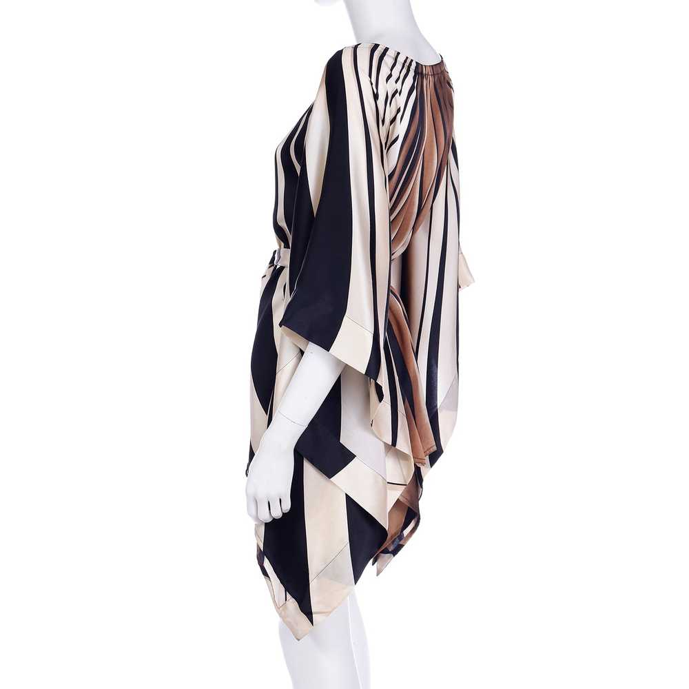 Striped Silk Vintage Caftan Style Top W/ Sash in … - image 4
