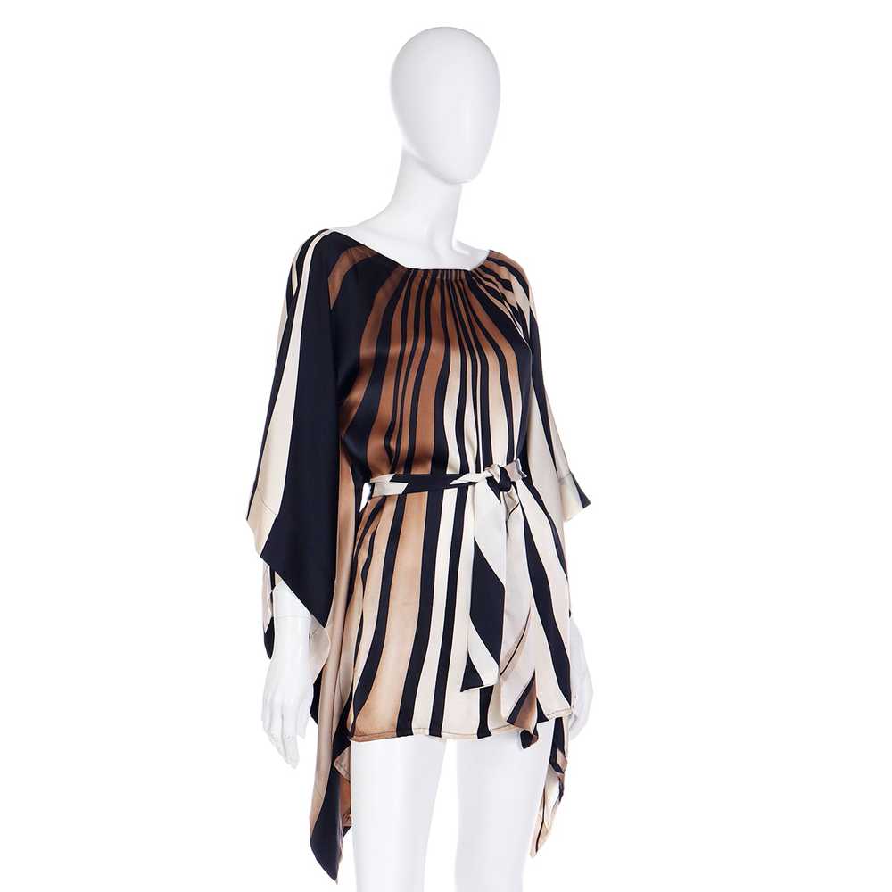 Striped Silk Vintage Caftan Style Top W/ Sash in … - image 6