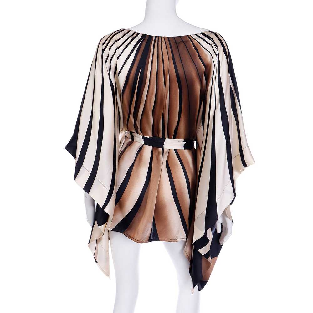 Striped Silk Vintage Caftan Style Top W/ Sash in … - image 7