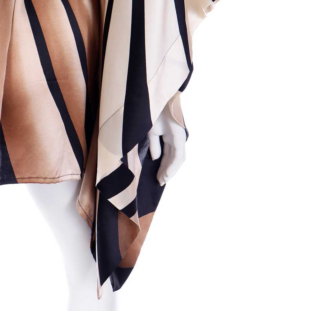 Striped Silk Vintage Caftan Style Top W/ Sash in … - image 8