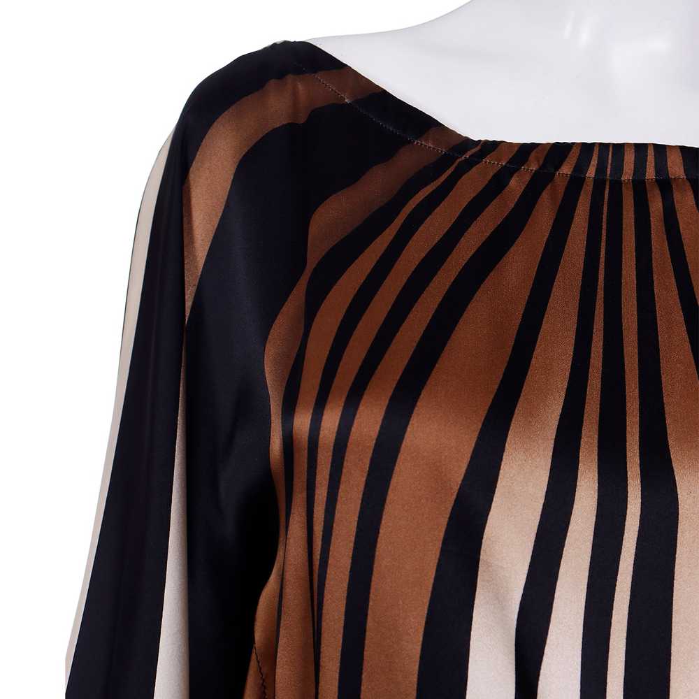 Striped Silk Vintage Caftan Style Top W/ Sash in … - image 9