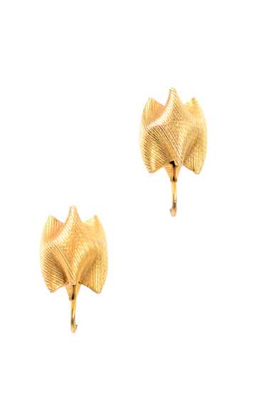 Textured Gold Tone Hollow Vintage Origami Earrings