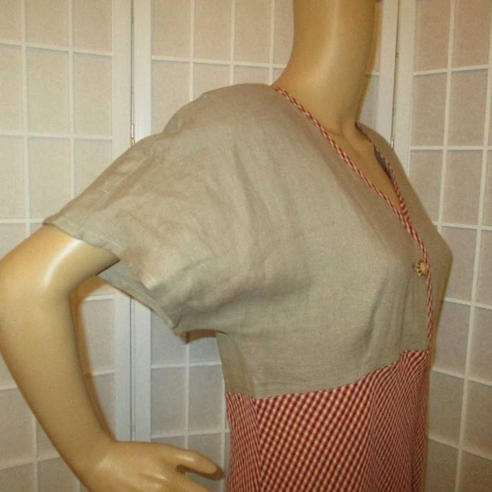 vintage Carole Little short sleeve khaki and red … - image 5