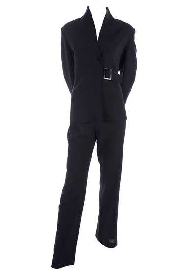 Valentino Black Crepe Trouser Pantsuit w/ Belted J