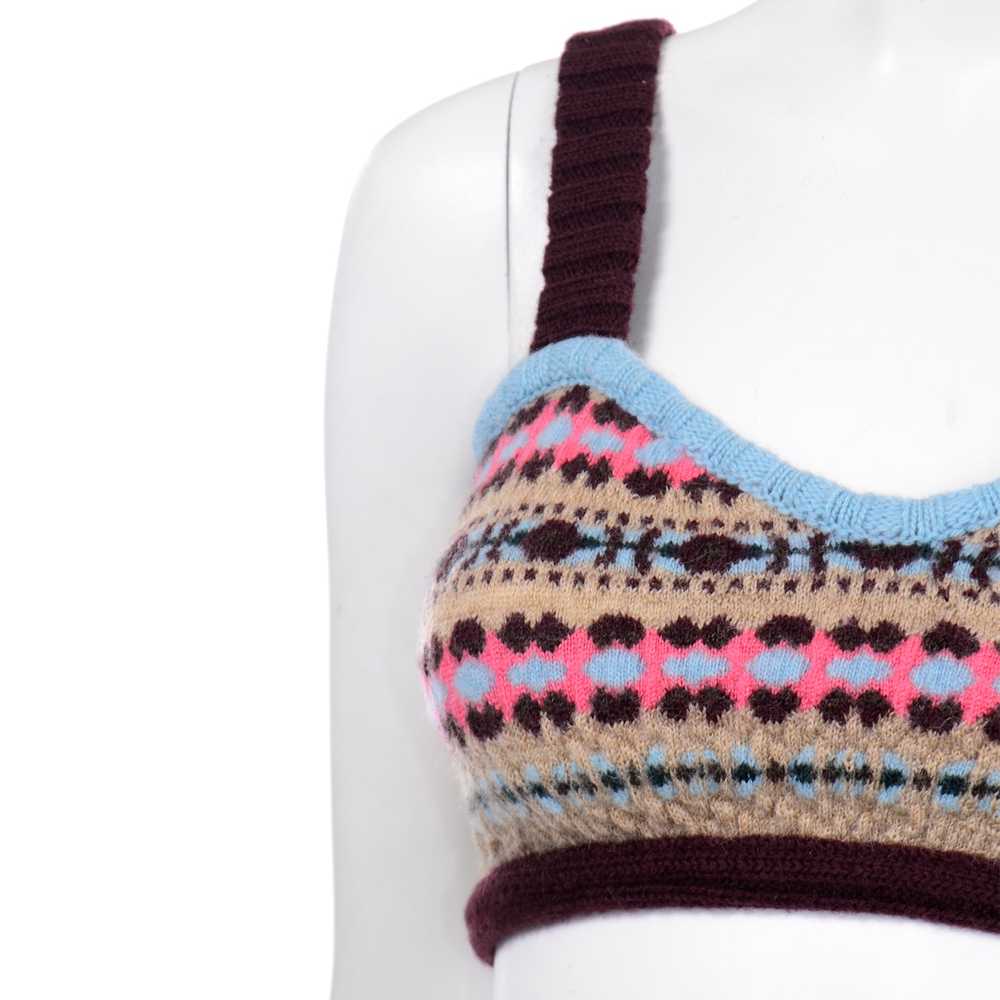 Valentino Brown Pink Blue Fair Isles Knit Bralett… - image 6