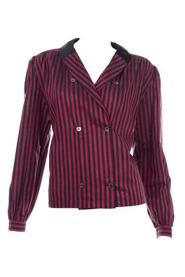 Valentino Vintage Red and Black Striped Cotton Lo… - image 1