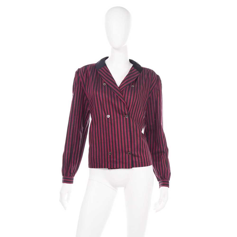 Valentino Vintage Red and Black Striped Cotton Lo… - image 2