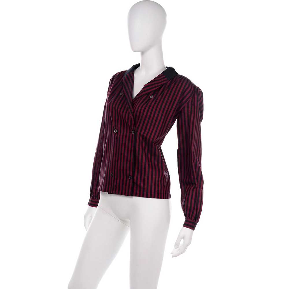 Valentino Vintage Red and Black Striped Cotton Lo… - image 3