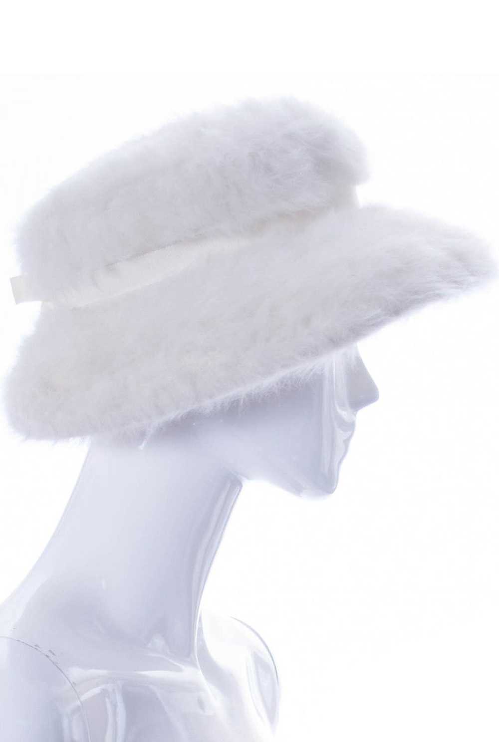 Vintage 1960s White Angora Hat Nicholas Ungar Sou… - image 2