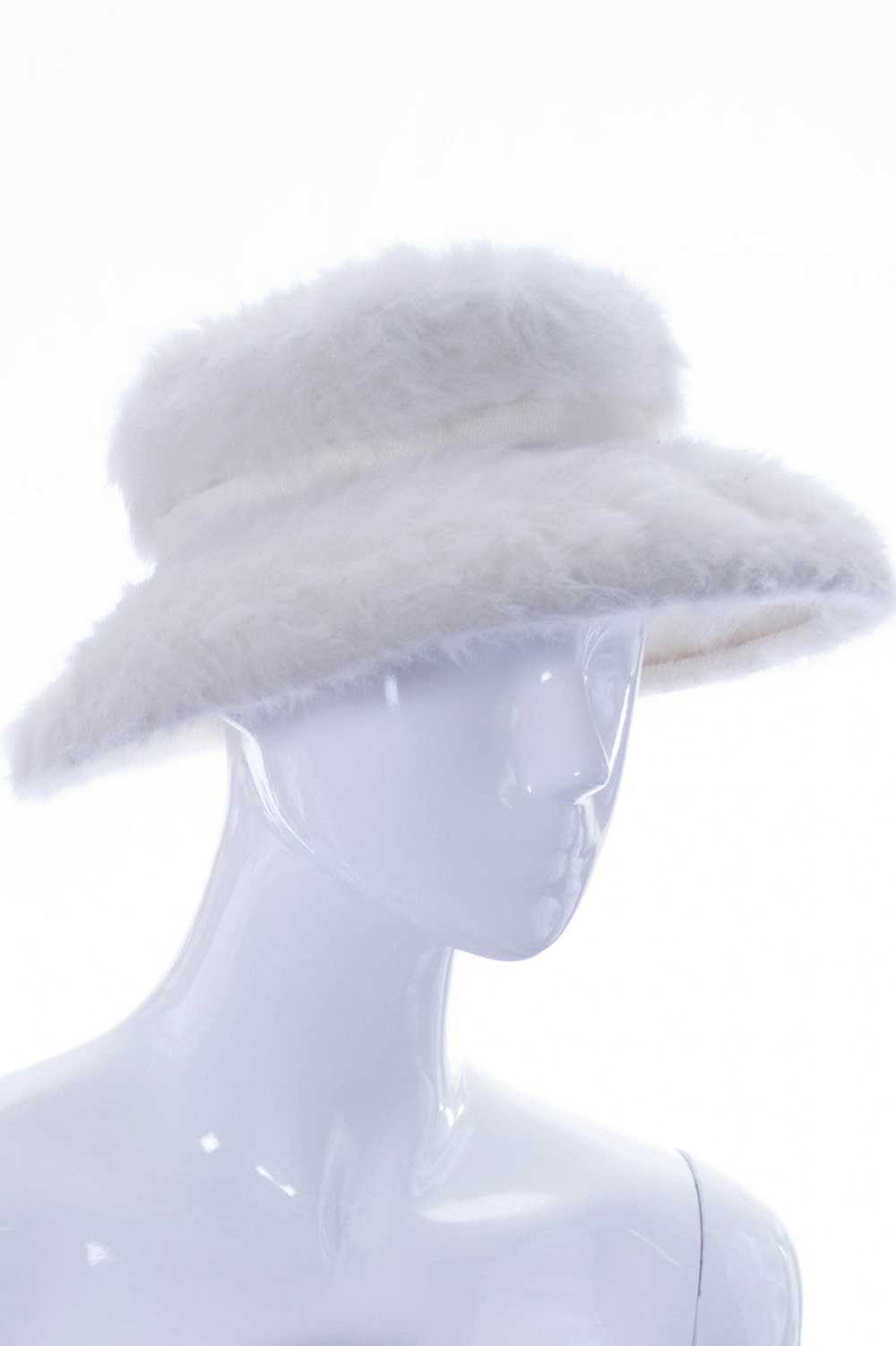 Vintage 1960s White Angora Hat Nicholas Ungar Sou… - image 3