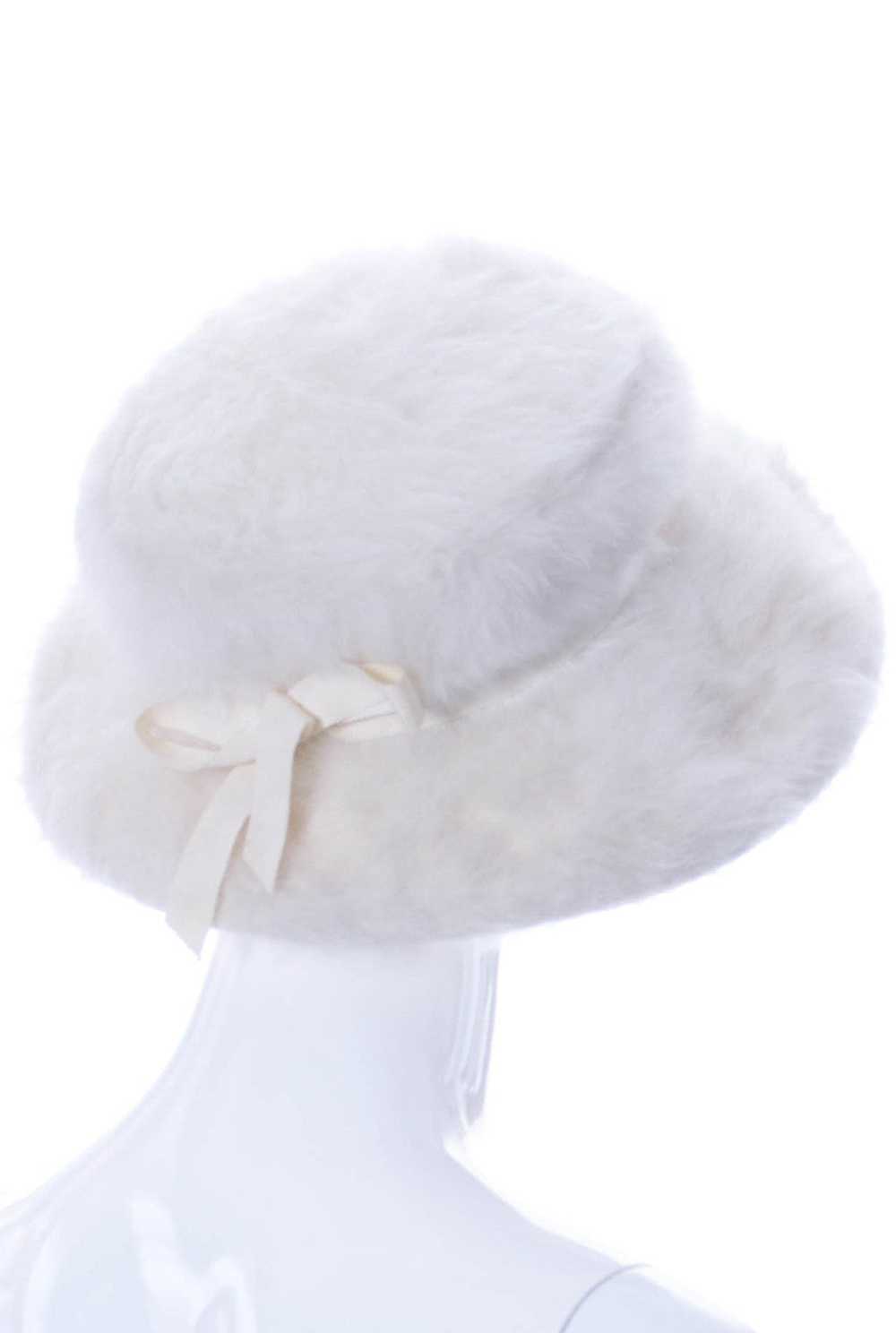Vintage 1960s White Angora Hat Nicholas Ungar Sou… - image 4