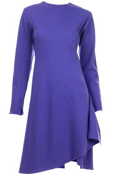Vintage 1970s Halston Purple Wool Jersey Asymmetri