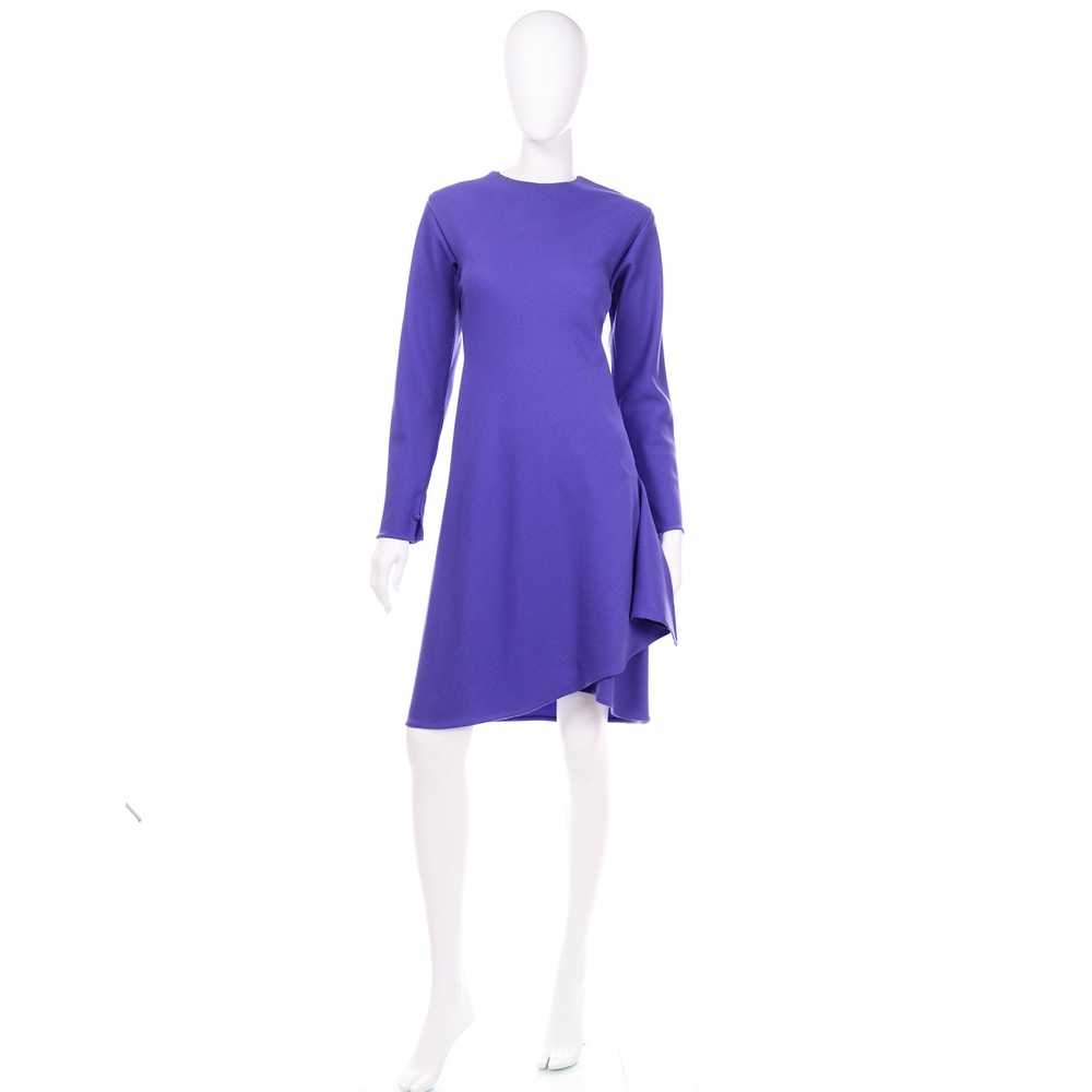 Vintage 1970s Halston Purple Wool Jersey Asymmetr… - image 2