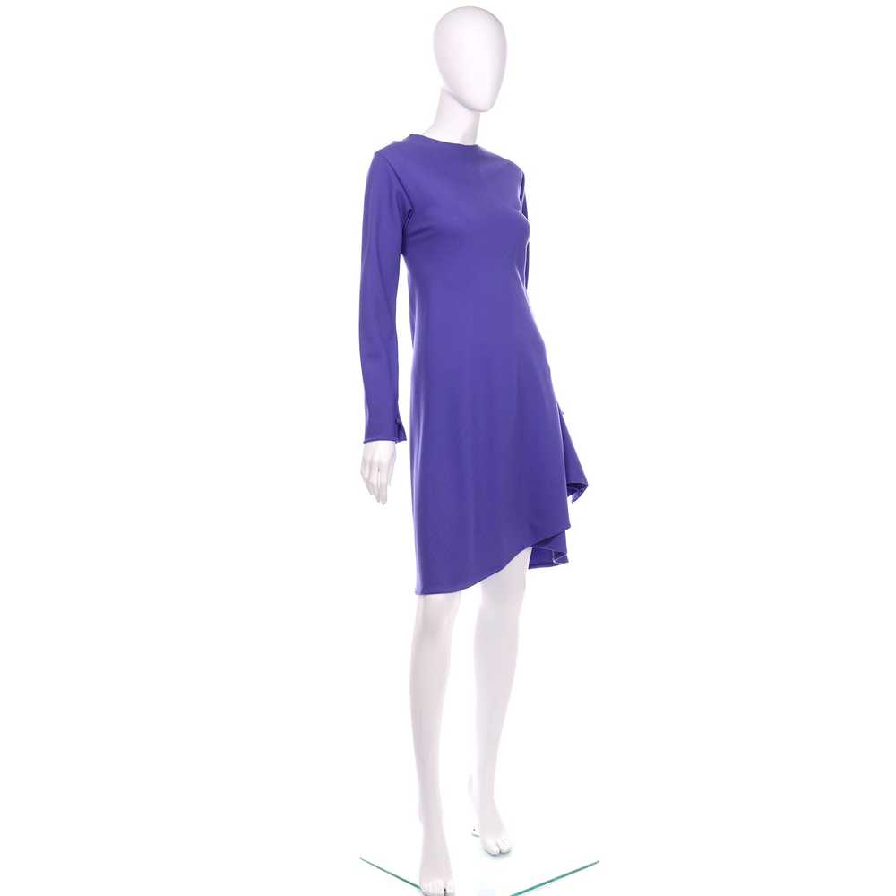 Vintage 1970s Halston Purple Wool Jersey Asymmetr… - image 3