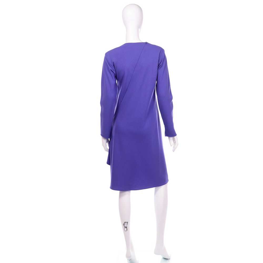 Vintage 1970s Halston Purple Wool Jersey Asymmetr… - image 4