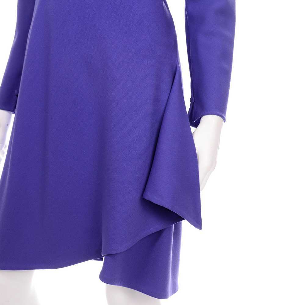Vintage 1970s Halston Purple Wool Jersey Asymmetr… - image 5