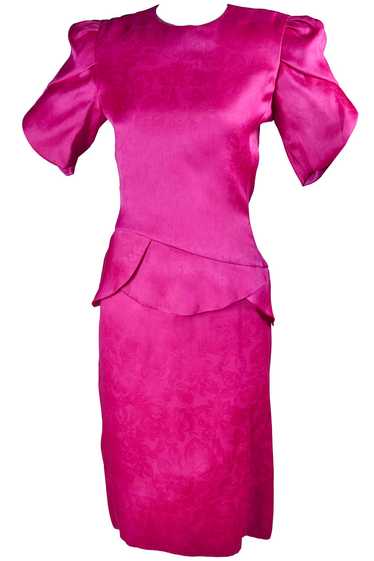 Vintage Carolina Herrera Dress in Pink Fuchsia Sil