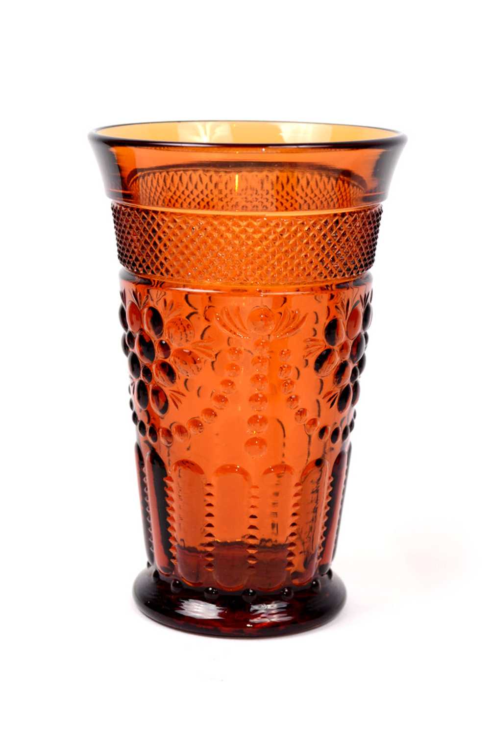 Vintage Deep Amber Footed Tumblers With Raised De… - image 4