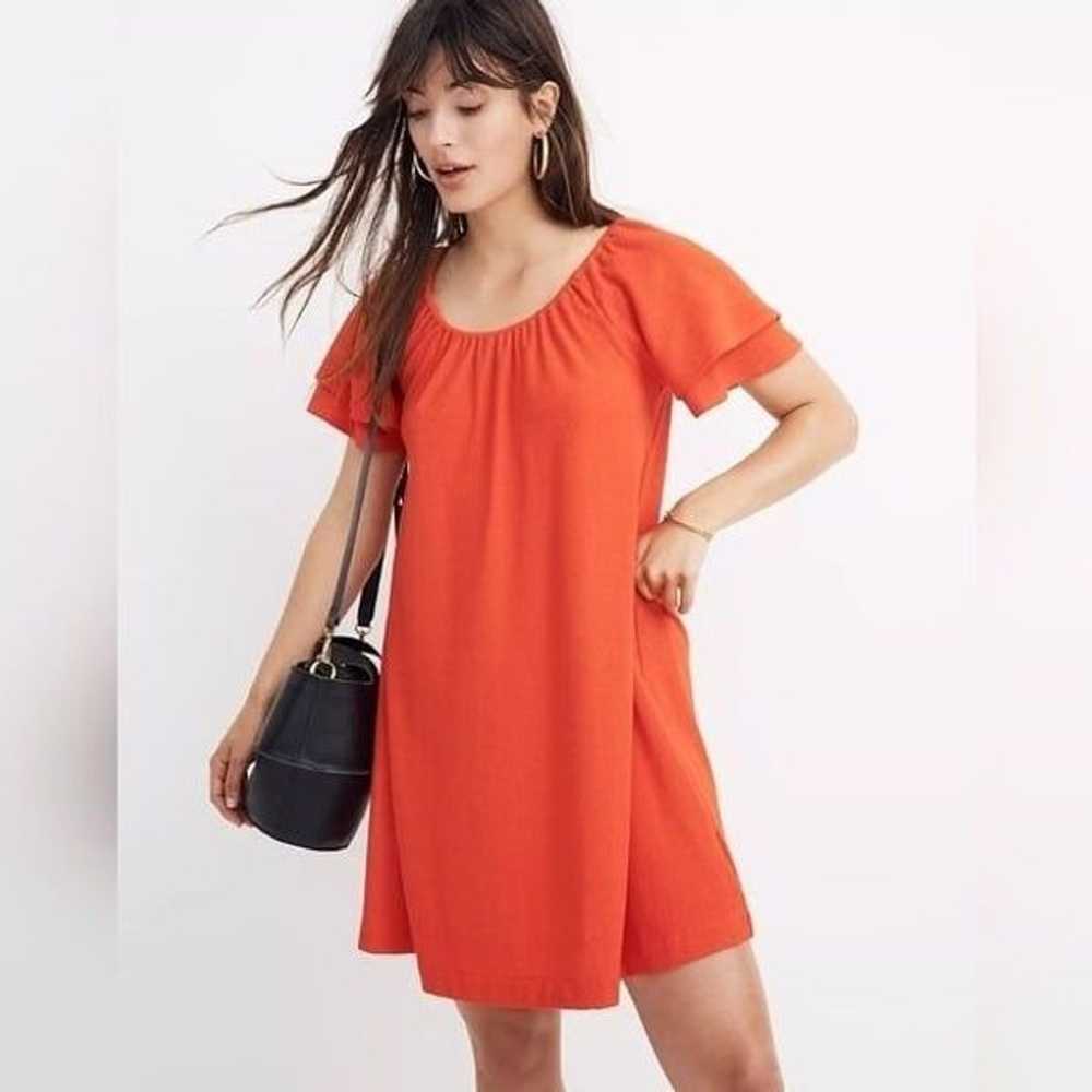 Madewell Texture & Thread Orange Tiered-Sleeve Fl… - image 1