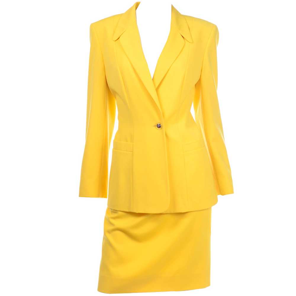 Vintage Escada Bright Yellow Skirt & Jacket Suit - image 7