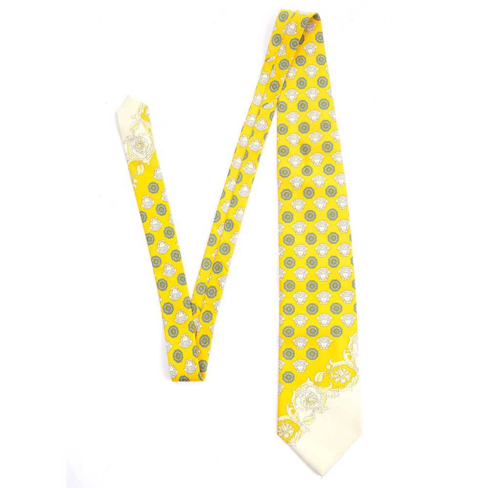 Vintage Gianni Versace Yellow and Cream Silk Medu… - image 2