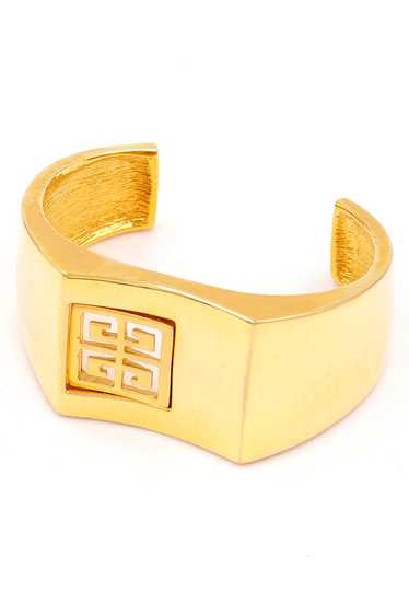 Vintage Givenchy Gold Plated Logo Cuff Bracelet
