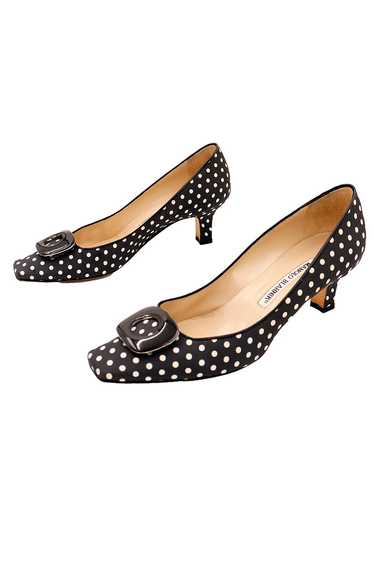Vintage Manolo Blahnik B&W Polka Dot Low Heel Shoe