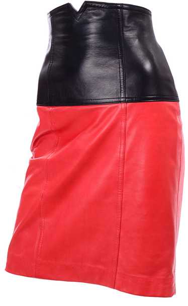 Vintage Margaretha Ley for Escada Leather Skirt i… - image 1